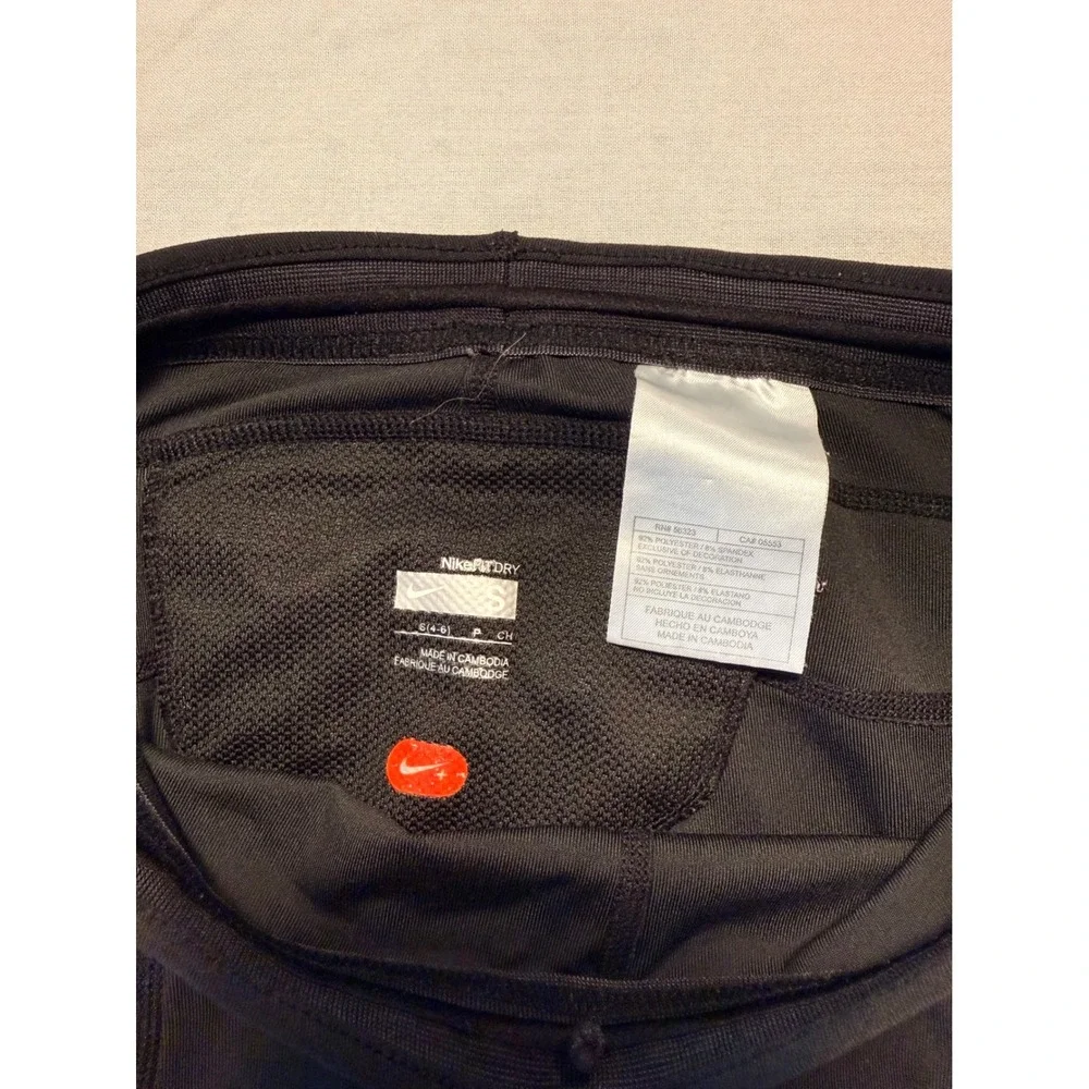 Nike‎ Fit Dry Black Running Leggings Womens Small Zipped Ankle Reflective Tight